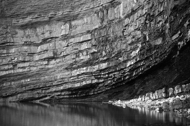 Bude sea pool rock strata black and white black or white thinking